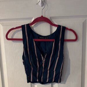 Abercrombie Striped Navy Sleeveless Top